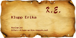 Klupp Erika névjegykártya